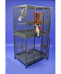 Parrot-Supplies Parrot Double Breeding Cage Or Display Parrot Cage - Black